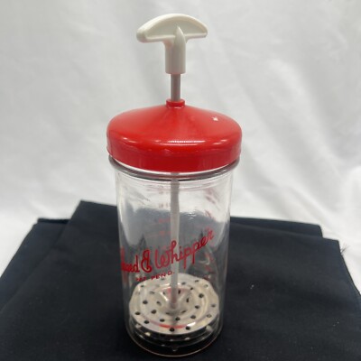 Vintage ''Speed E Whipper'' Kitchen whipper 1950s  Red White Glass/Plastic