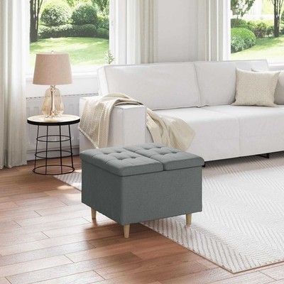 Storage Ottoman with Cushion Dark Grey 60 x 60 x 45 cm Fabric