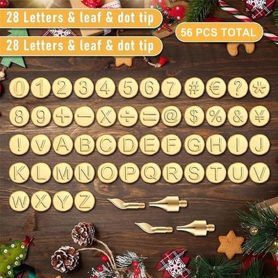 Wood Burning Pyrography 26 Alphabet&26 Characters Copper Mold Stamps DIY Set Kit