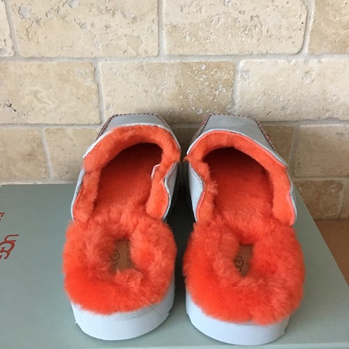 Pre-owned Ugg X Eckhaus Latta Block Slide Sky Grey Mandarin Suede Mules Shoe Size 11 Women In Sky Grey / Mandarin Orange