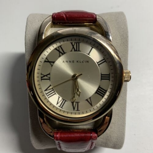 Anne Klein AK1178 Women's 37 mm Red Leather Band Gold Tone Anne Klein AK1178 Women's 37 mm Red Leather Band Gold Tone