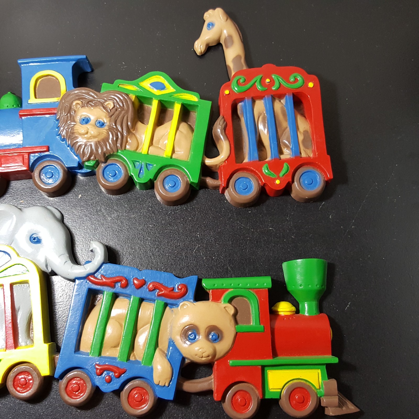 Vintage Set of 2 Burwood Products Circus Train Wall Plaque Nursery Child's Room