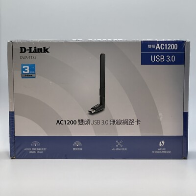 D-Link DWA-T185 AC1200 Wi-Fi USB Adapter, MU-MIMO Dual Band, USB 3.0 Detachable