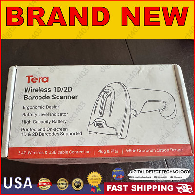 Tera 1D 2D QR Barcode Scanner Wireless and Wired with Battery Level Indicator
