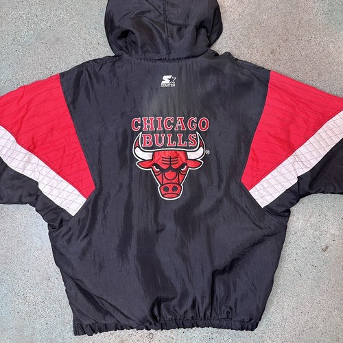 RARE VINTAGE 90'S CHICAGO BULLS STARTER NBA L PULLOVER COAT