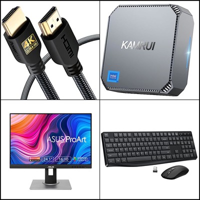 W/ 24" Monitor, Keyboard, Mouse, & Hdmi Cable (bundle)