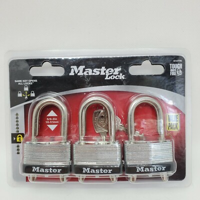 Master Lock 510TRI 1-3/4 Wide Magnum Laminated Steel Padlock 5/8-2  3 Pack New