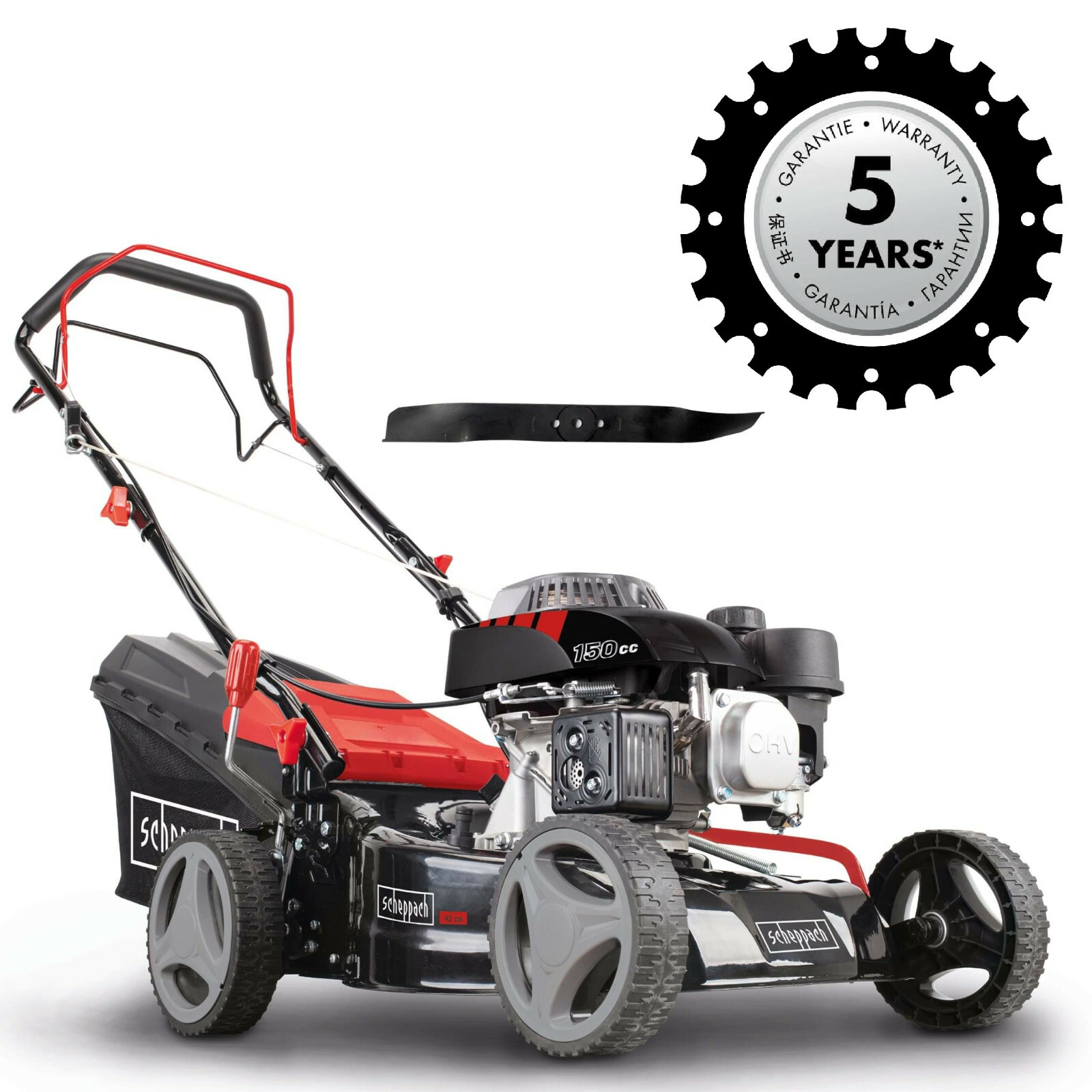 Scheppach Benzin Rasenmäher mit Radantrieb MS150-42 3,7PS  42cm +Ersatzmesser