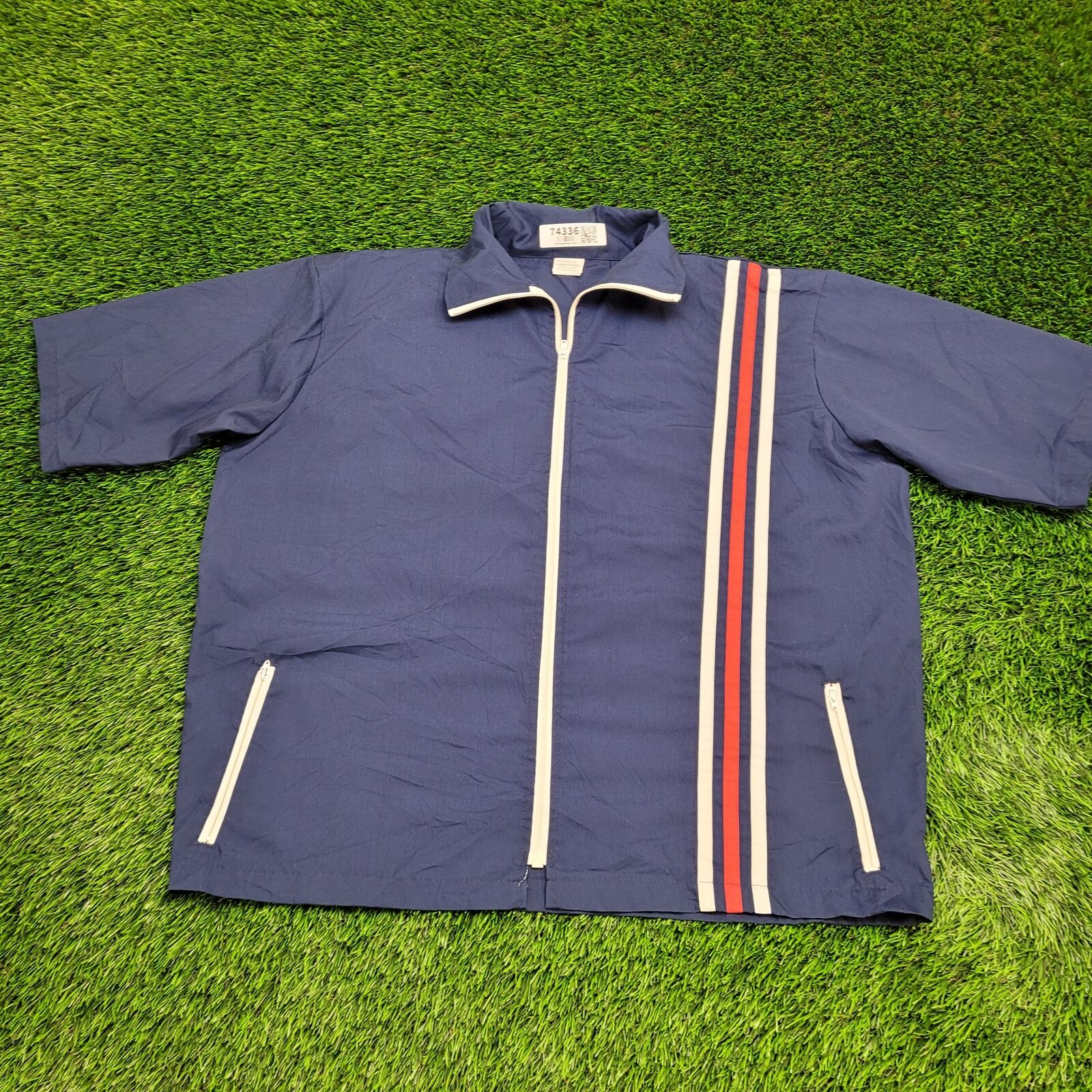Vintage 70s MOD Zip Shirt 2XL 28x29 Blue Vintage 70s MOD Zip Shirt 2XL 28x29 Blue