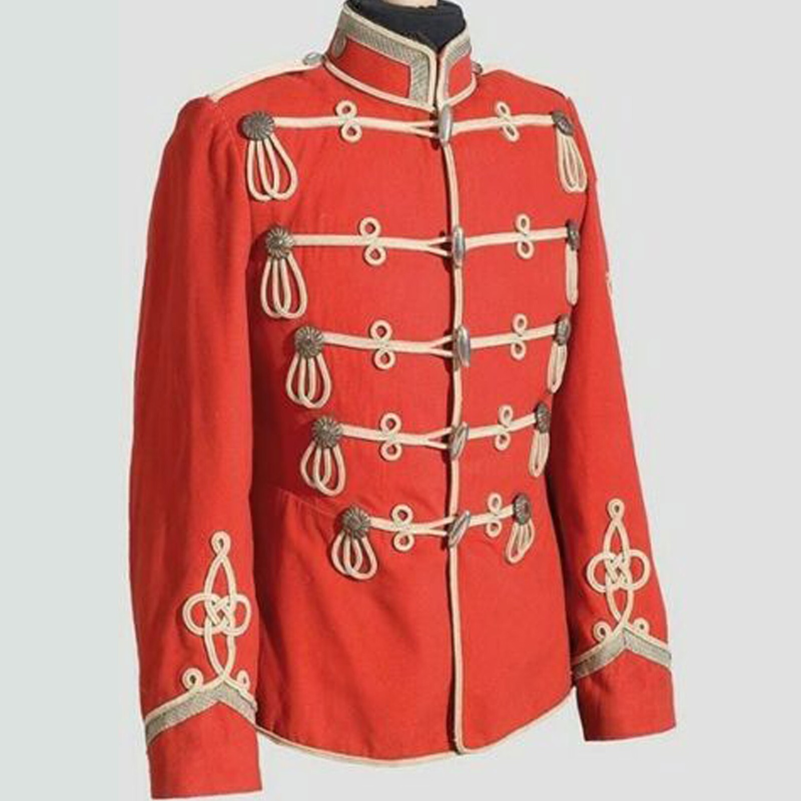 Pre-owned Handmade Men's Red British Military Uniforms (1718-1918) Hussar Jacket