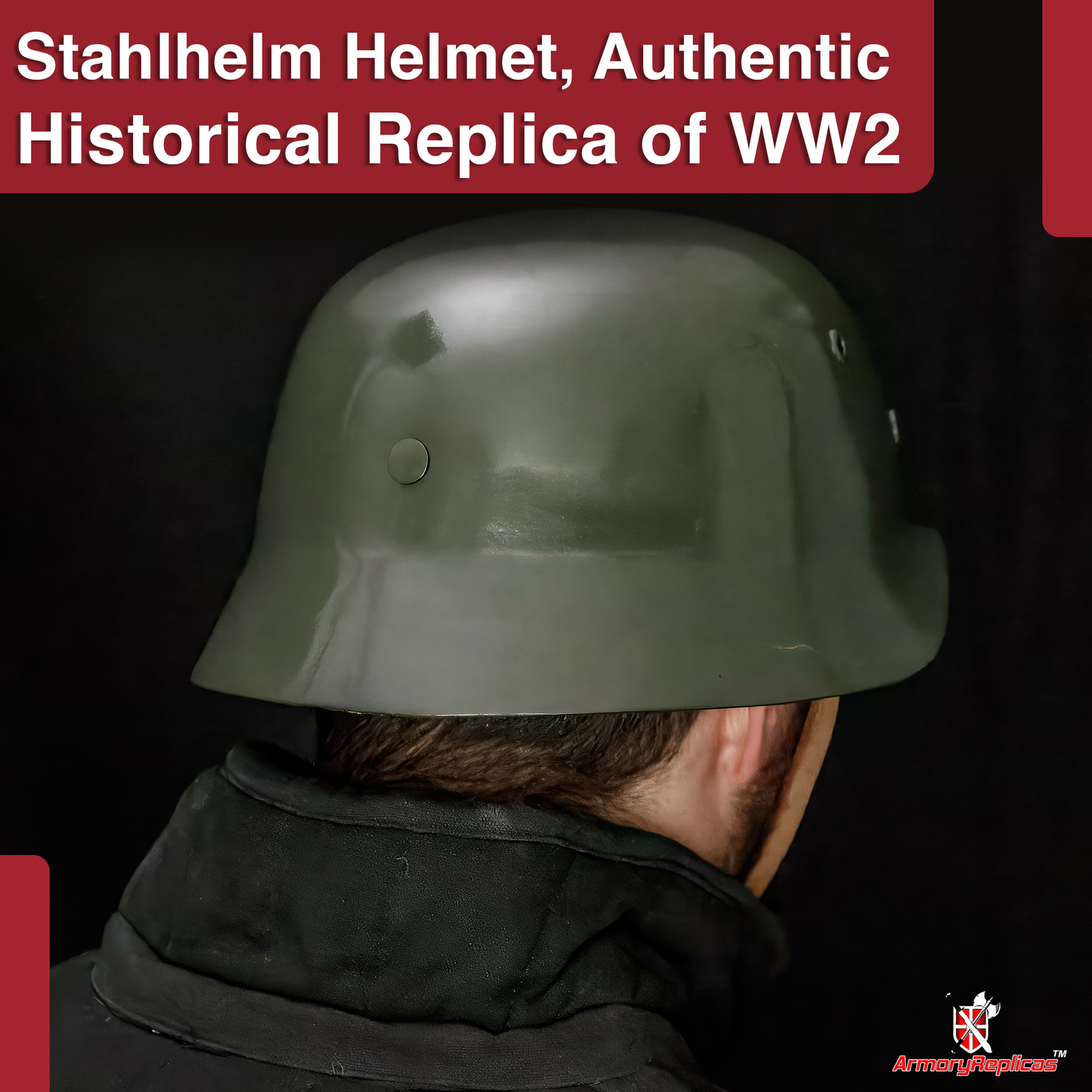 WWII German M35 Stahlhelm | Leather Inliner & Brass Buckle | 18G Steel Helmet