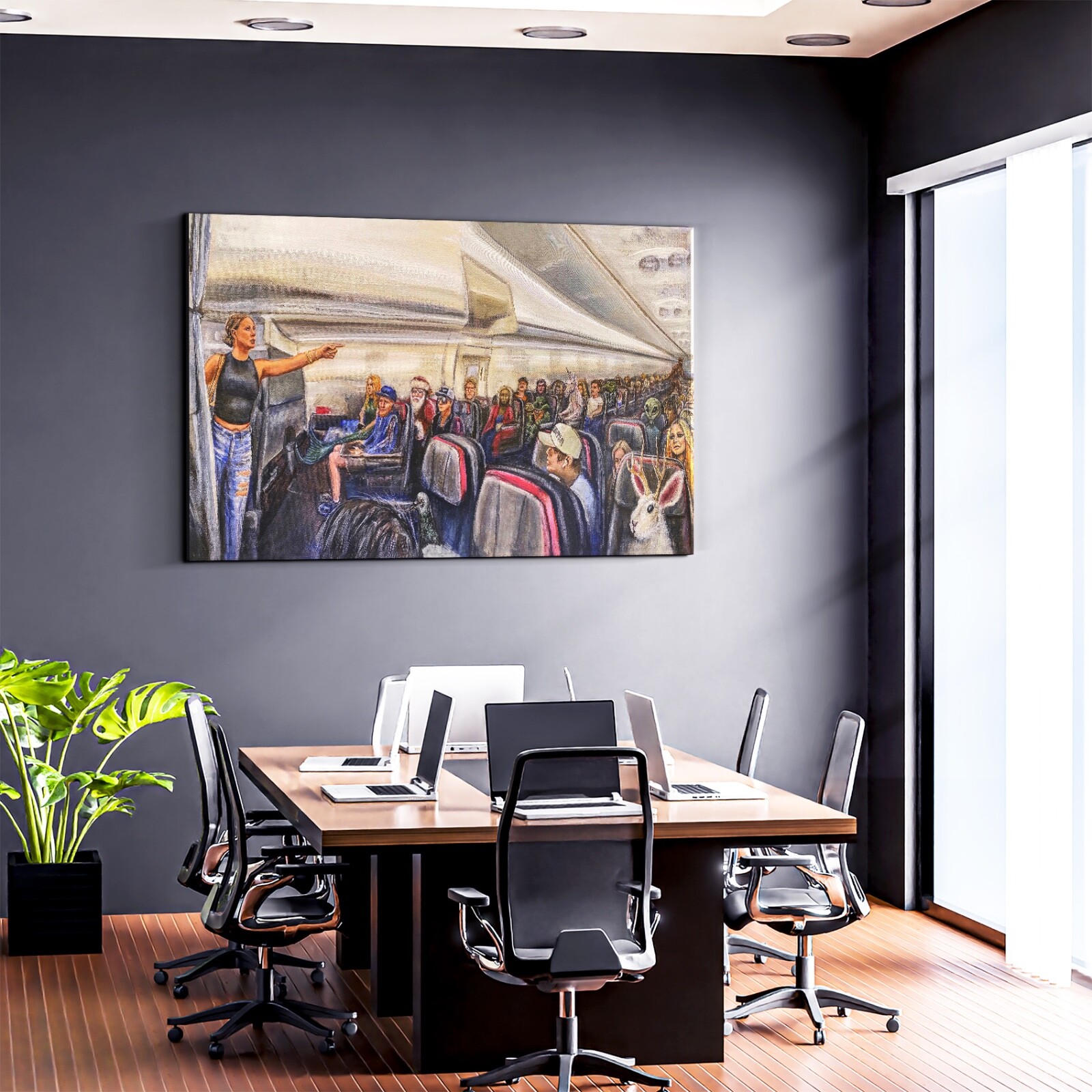 Airplane Lady Freak Out That Mother Is Not Real Canvas Print High Quality Art