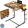 Folding TV Tray Adjustable Dinner - Trays for Eating On Couch Wooden Tables Mate Stand Foldable Desk with Cup Holder Portable