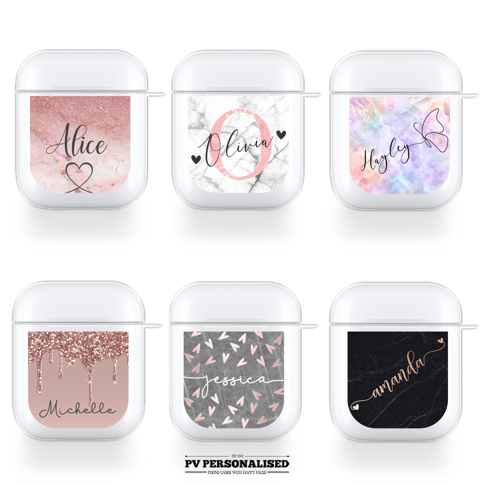 Personalised Airpods Case Silicone Cover Marble Name Initial For Apple Nice Gift