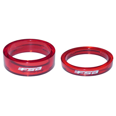New FSA Transparent Red Threadless Bicycle Headset Spacer Kit 15mm (10+5) 1 1/8''