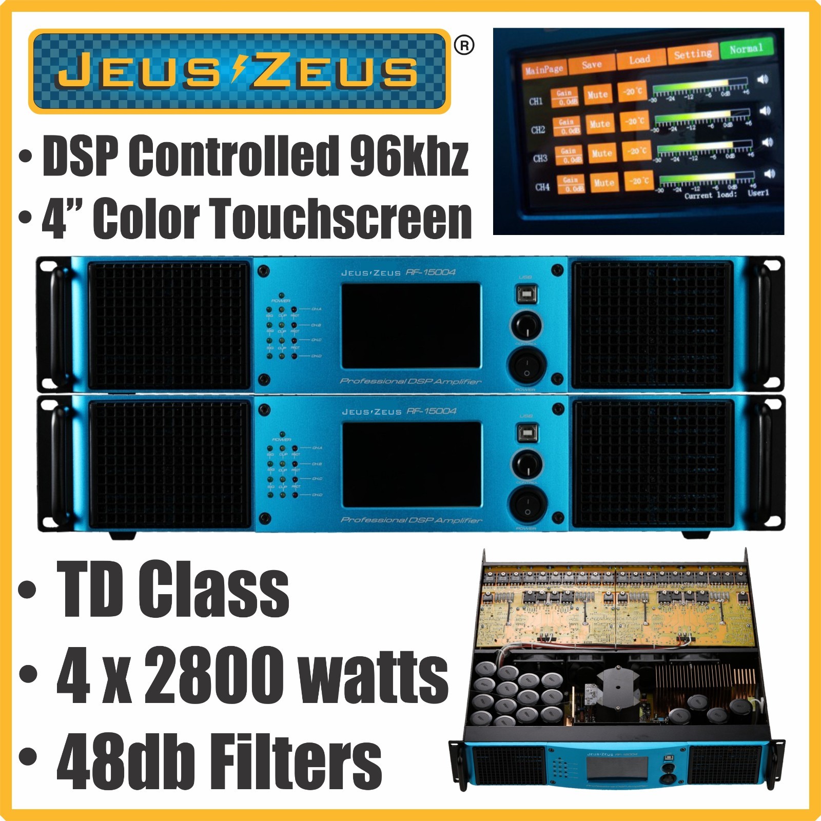 JEUS ZEUS RF-15004 DSP NETWORK POWER AMPLIFIER - for Line Array & Subwoofers
