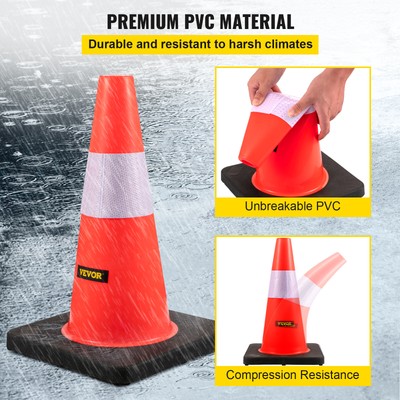VEVOR 5 PCS Safety Cones Traffic Cones 18" Orange Reflective Collars Road Cones