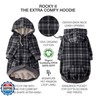Pet Passion Rocky II - The Extra Comfy Hoodie, Organic Cotton and Recycled Poly Dog Hoodie Pet Coat Sweater for Small, Medium, Large Dogs​​, Black Sand Plaid, XX-Small