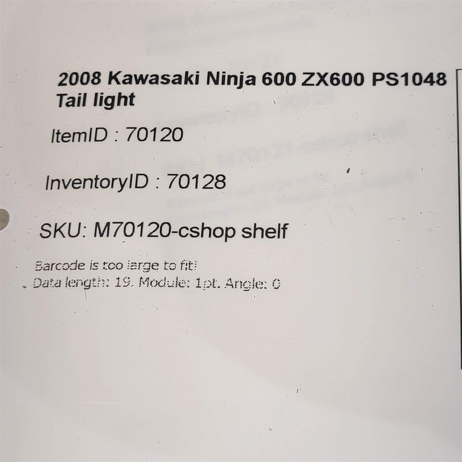 2008 Kawasaki Ninja 600 ZX600 PS1048 Tail light | eBay