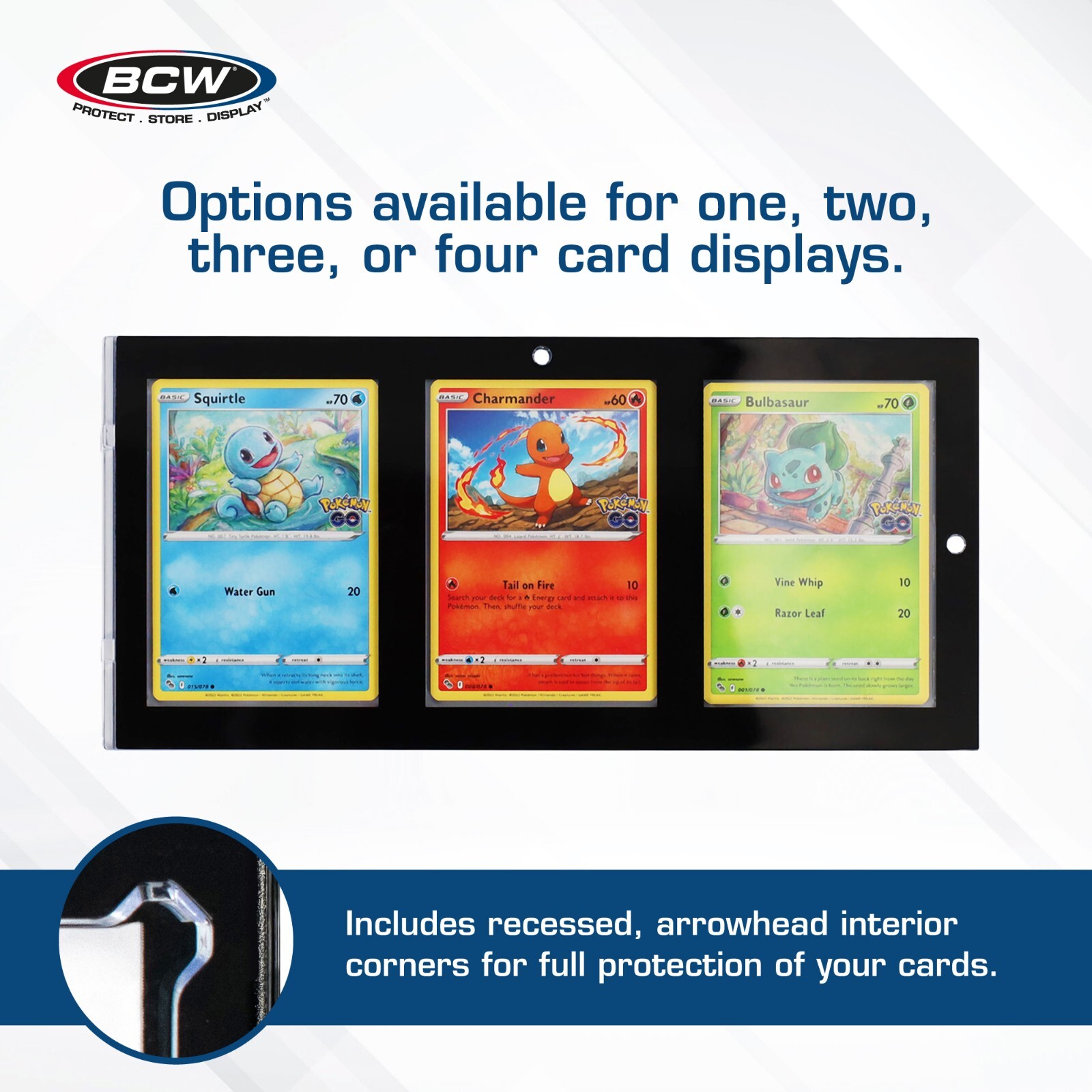 BCW 3 Card Sport Trading Card TCG Magnetic Black Frame Holder Wall Display Case