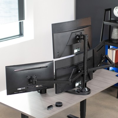VIVO Steel Quad Monitor Mount Adjustable 3 + 1 Stand | 4 Screens up to 32"