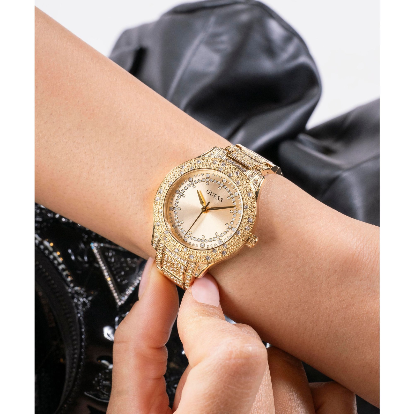 Pre-owned Guess Ladies Watch Wristwatch Shooting Star Gw0746l2 Stainless Steel