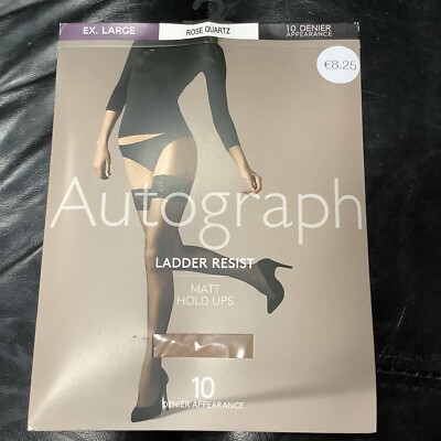 Autograph ladder resist Matt ROSE QUARTZ 10 denier hold ups sze ex large BNW ️