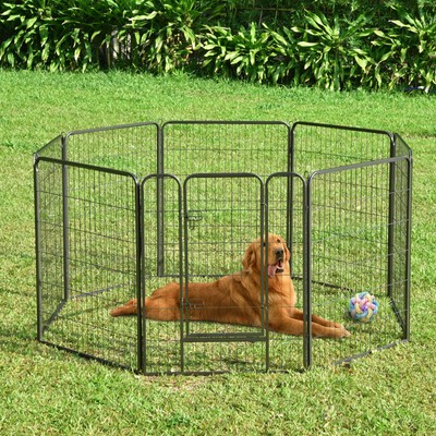 Dog Playpen Pet Outdoor Exercise Fence Camping Kennel Barrier 8 Panel 32x40 inch