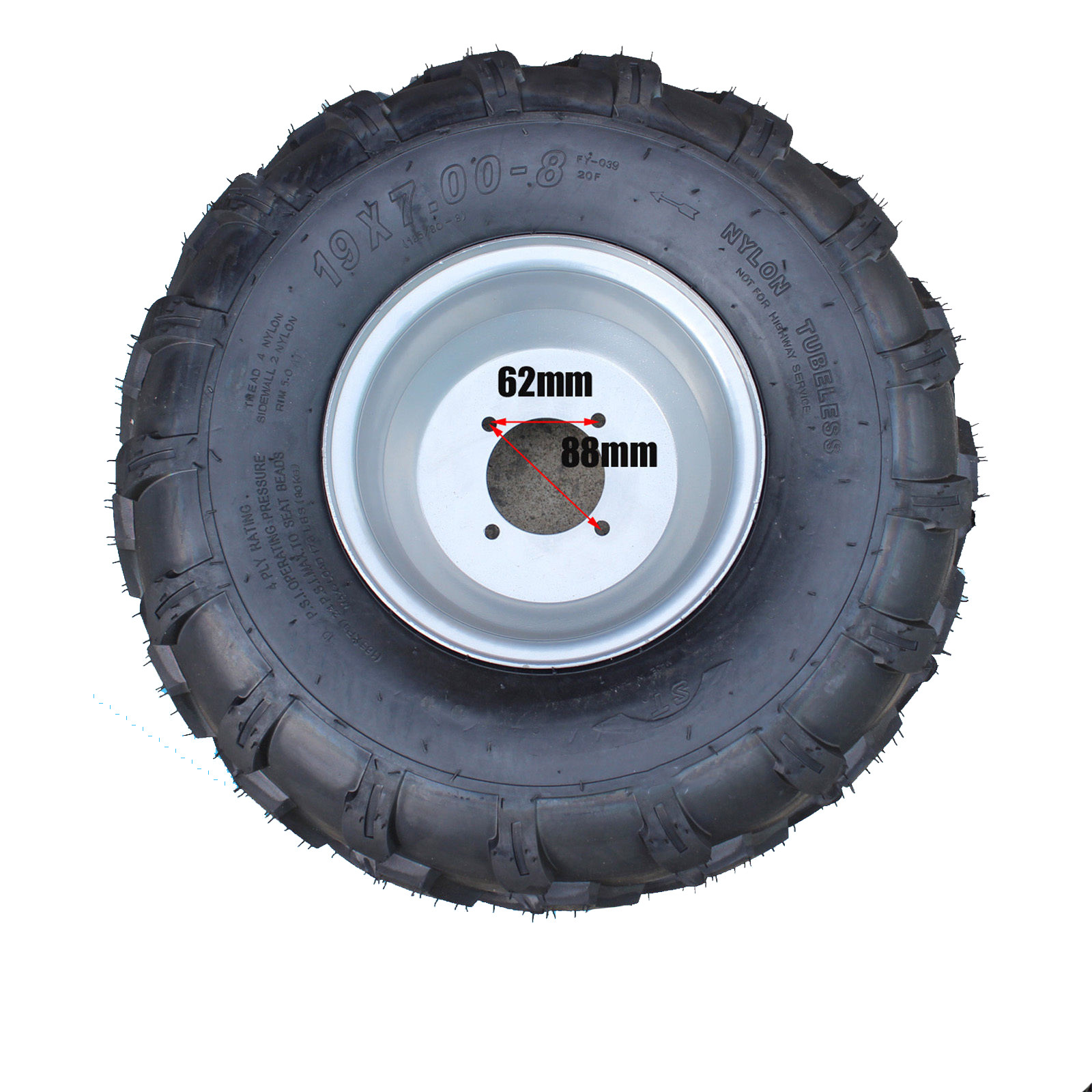 19x7 8" inch Front Wheel Rim + Tyre Tire 150cc 200cc Quad Dirt Bike