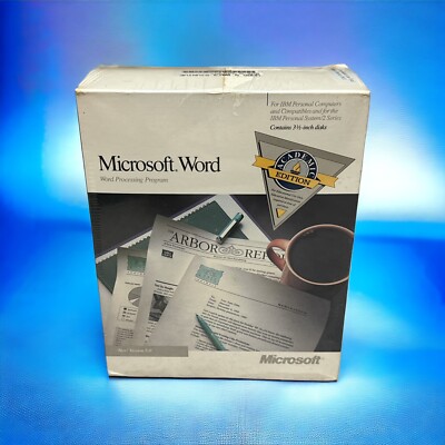  Microsoft Word 1988 Version 5.0 IBM Word Processing Program - New Sealed Box