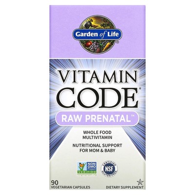 Garden of Life Vitamin Code Raw Prenatal 90 вегетарианских капсул без молока, нет