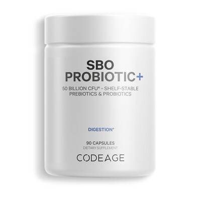 Codeage SBO Probiotics 50 Billion CFU, Multi Strain Soil Based, Prebiotic, 90 ct