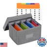 Qozary Index Card Holder 4x6 - Index Card Box With Dividers, Index Card Organizer Case, Foldable Flash Card Holder, 1000+ Card Capacity Box With Lid