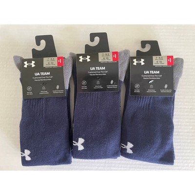 3 Pair Men's Under Armour Team Blue soccer over the calf Socks Size 7-8.5 NEW