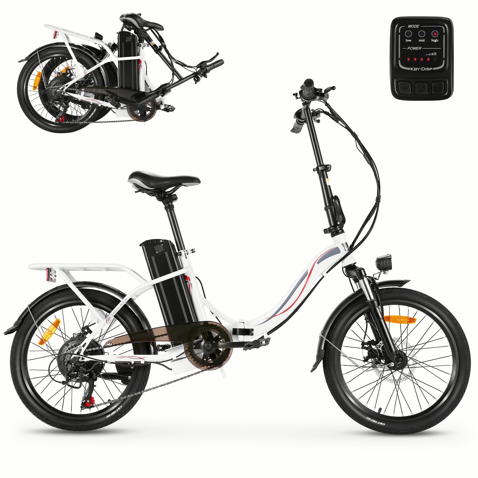 Electric Bike 20Inch Folding Hybrid E-bike 500W City Commuter Bicycle Urban Bike