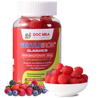 GentleIron Iron Bisglycinate Gummies 25mg with Liposomal VIT C - Iron Supplement