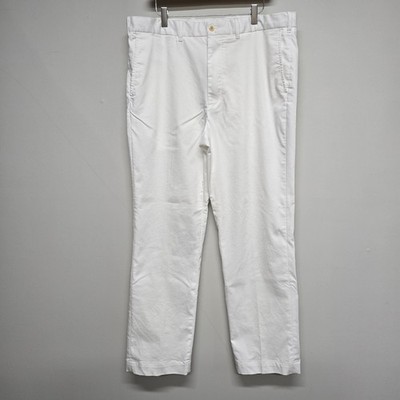 Polo Golf Ralph Lauren Pants Mens 36x30 White Cotton Stretch Tailored Preppy