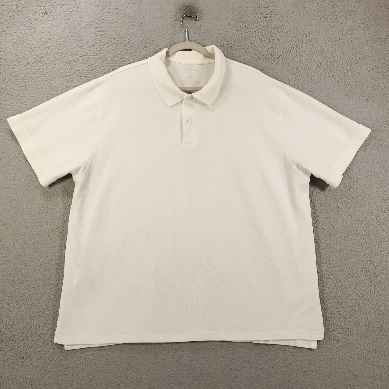 L L Bean Polo Shirt Mens XXL White Mesh Short Sleeve Cotton