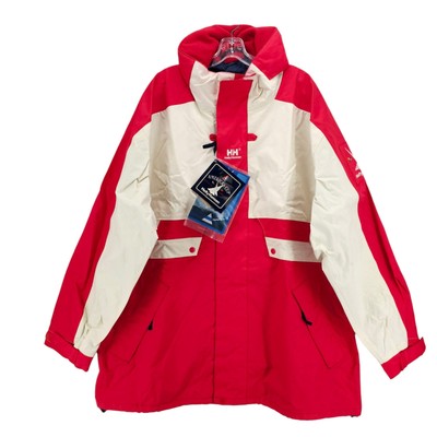 HELLY HANSEN Course Sailing Waterproof Jacket White/Red Men's XL - READ!