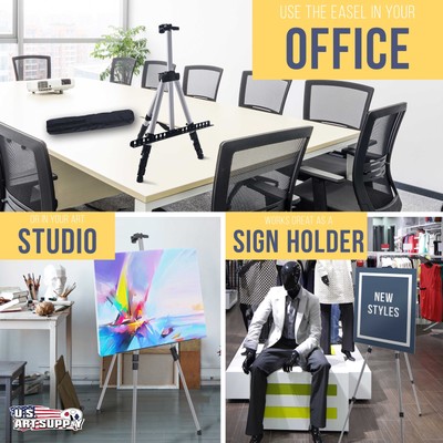 66" Silver Aluminum Adjustable Artist Field Display Easel Tripod Stand, Tabletop