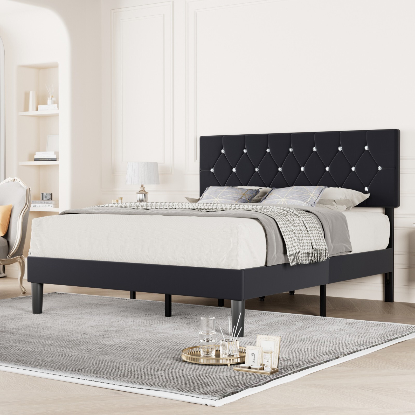 Queen King Size Upholstered Headboard Only Velvet Button Tufted Adjustable Bed