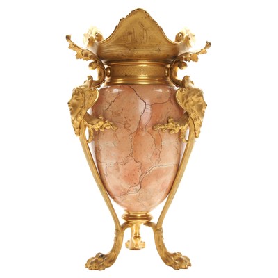 Decorative marble vase with bronze elements, France, 1860s