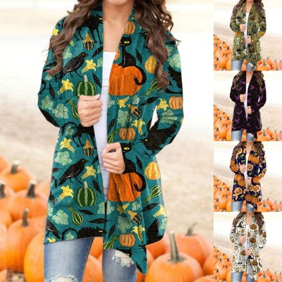 Women Halloween Cardigan Cute Pumpkin 