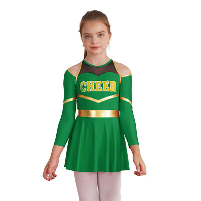 Girls Dance Halloween Outfits Contrast Color Cheerleading Cosplay School Kids