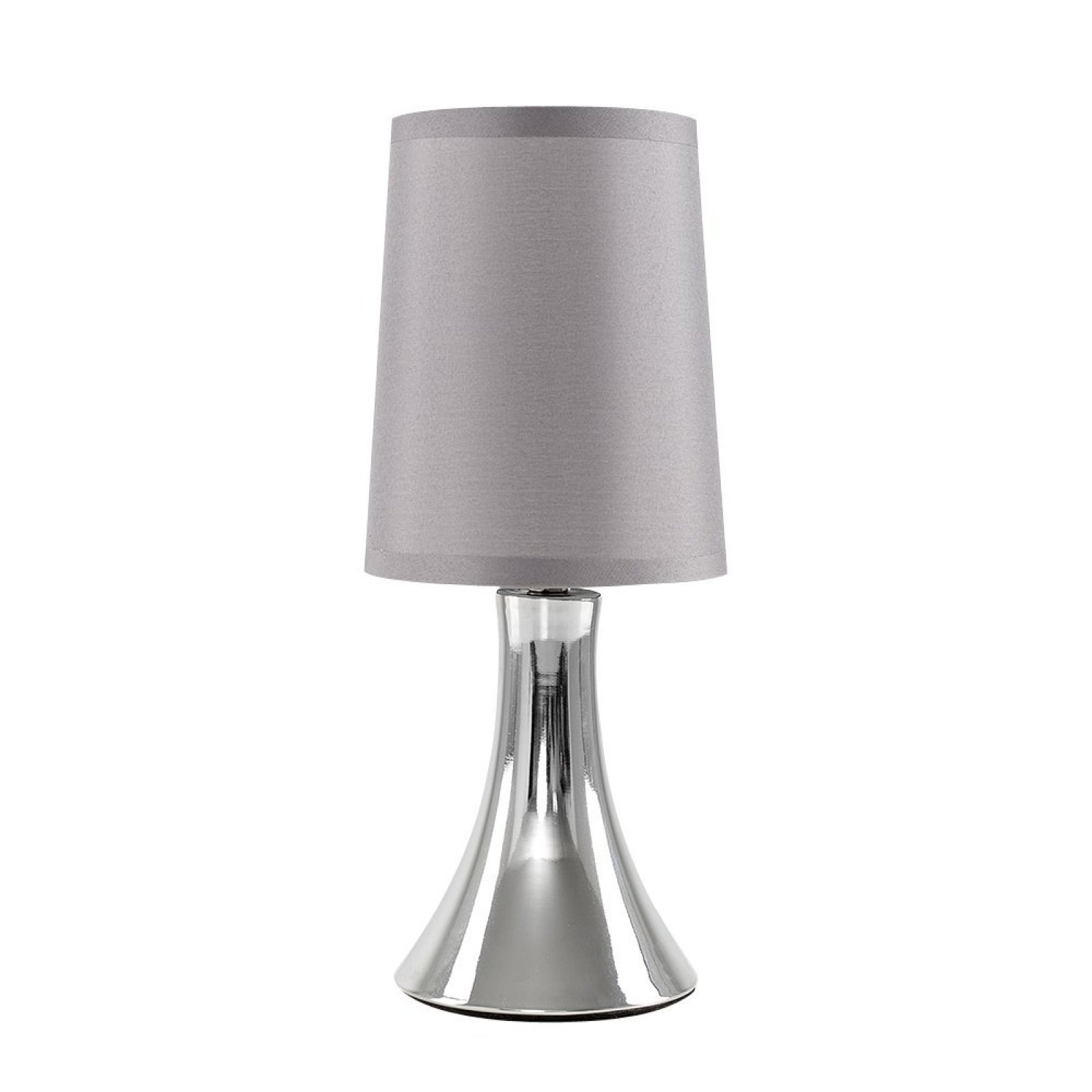 Table Lamp Bedside Curved Base Chrome 4 Touch Dimmer Grey Table Lamp Bedside Curved Base Chrome 4 Touch Dimmer Grey Fabric Shade New