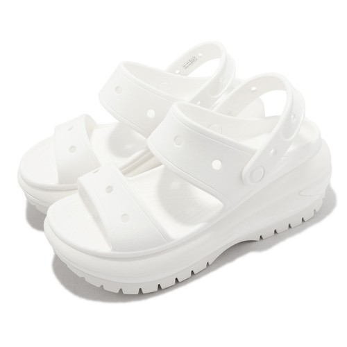 

Crocs Classic Mega Crush White Мужские сандалии унисекс без шнурков на платформе 207989100, Белый, Classic Mega Crush Sandal