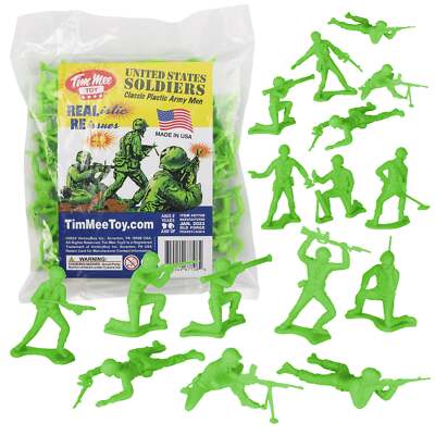 TimMee Processed Plastic Army Men 48pc LIME GREEN Tim Mee Toy Soldier Figures US