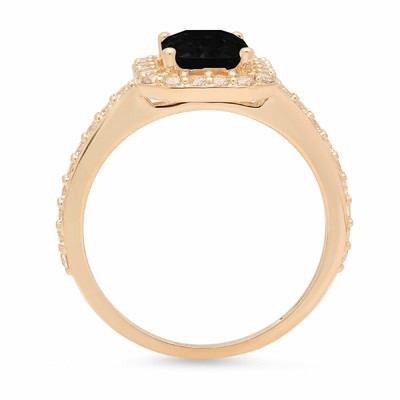 Pre-owned Pucci 2.7 Emerald Halo Natural Onyx Classic Bridal Statement Ring 14k Yellow Gold In D