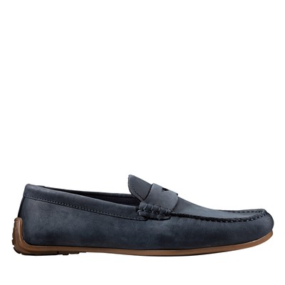Clarks Reazor Penny 26150322 Мужские синие лоферы и слипоны из нубука Penny Shoes 7