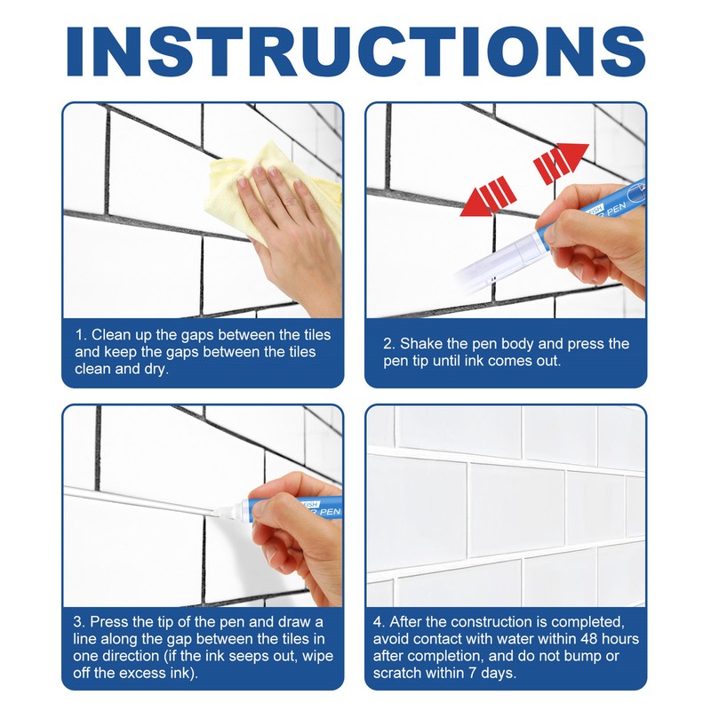 3 Pcs Waterproof Tile Marker Grout Pen Wall Seam Pen For Tiles Floor Seam Repair